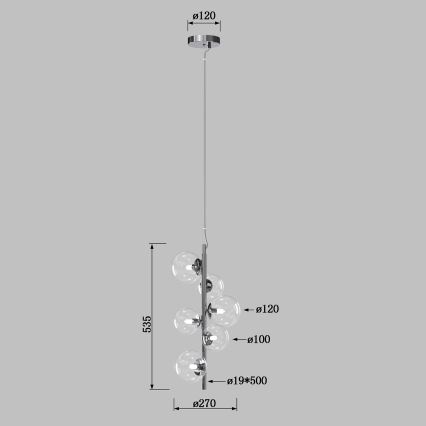 ONLI - Lustră suspendată pe cablu KIMBERLY 6xG9/6W/230V crom lucios