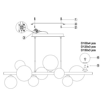 ONLI - Lustra suspendată pe cablu PALOMA 10xG9/3W/230V auriu