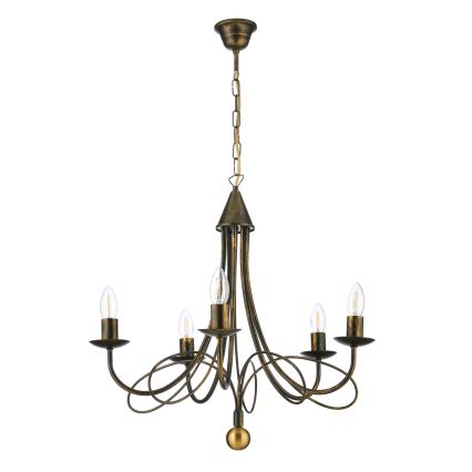 ONLI - Lustră suspendată pe lanț MILVIA, 5 x E14, 6W, 230V, bronz