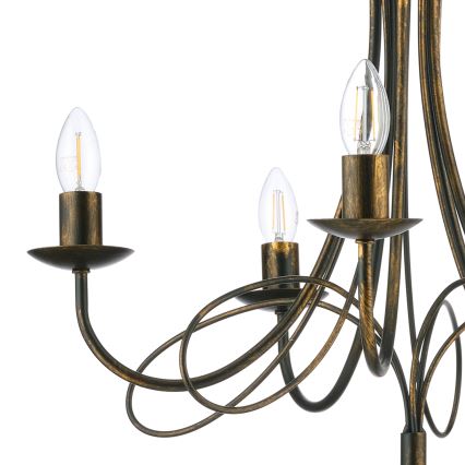 ONLI - Lustră suspendată pe lanț MILVIA, 5 x E14, 6W, 230V, bronz
