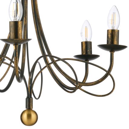 ONLI - Lustră suspendată pe lanț MILVIA, 5 x E14, 6W, 230V, bronz