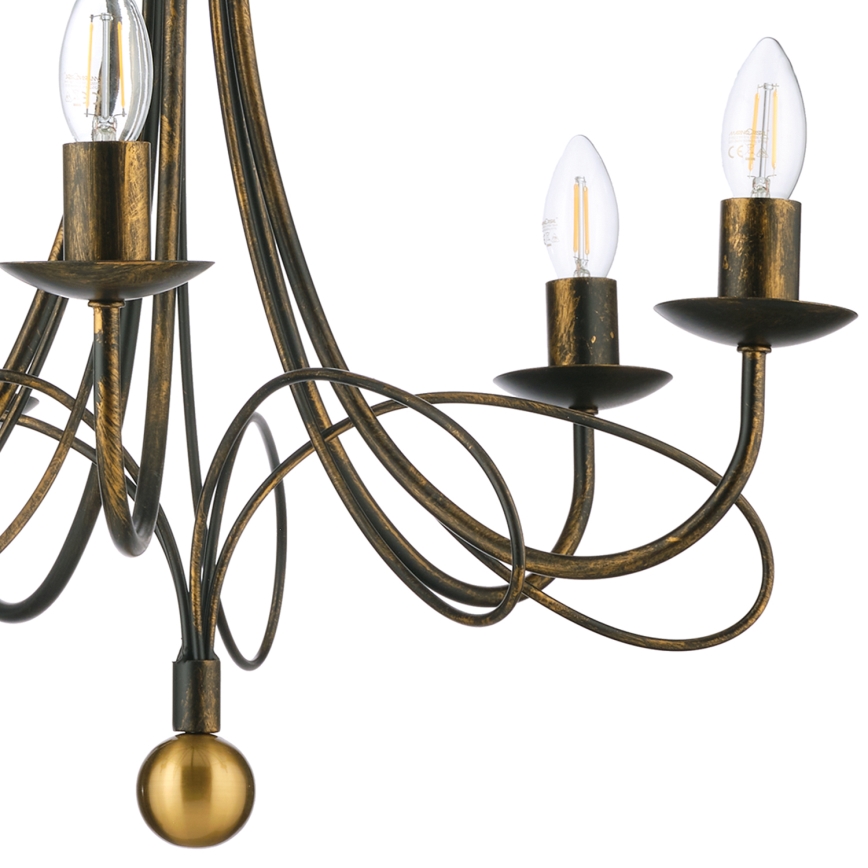 ONLI - Lustră suspendată pe lanț MILVIA, 5 x E14, 6W, 230V, bronz