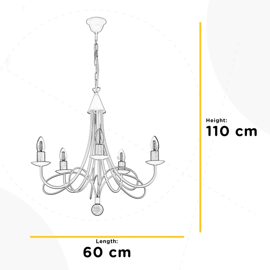 ONLI - Lustră suspendată pe lanț MILVIA, 5 x E14, 6W, 230V, bronz