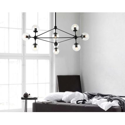 Open Design OR80094 - Lustră pe tijă BAO 10xE27/8W/230V diam. 90 cm neagră