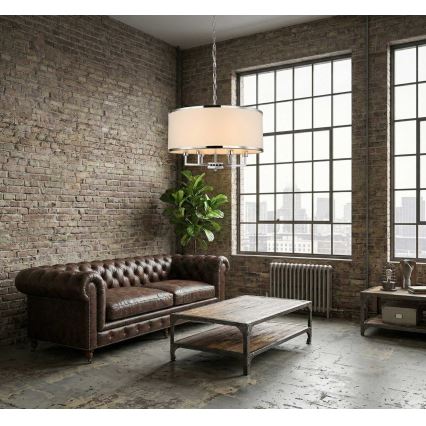 Open Design OR80209 - Lustră suspendată pe lanț CASA, 3xE14/12W/230V, crem/crom lucios