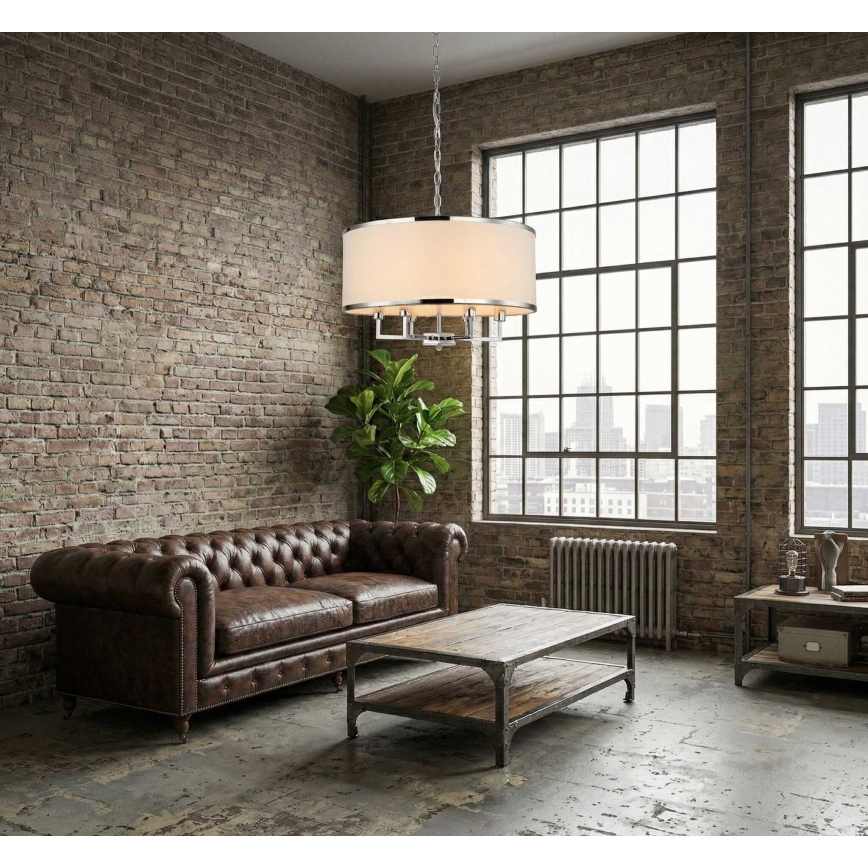 Open Design OR80209 - Lustră suspendată pe lanț CASA, 3xE14/12W/230V, crem/crom lucios