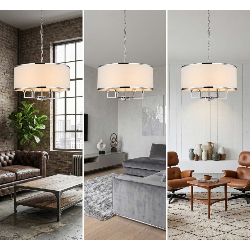 Open Design OR80209 - Lustră suspendată pe lanț CASA, 3xE14/12W/230V, crem/crom lucios