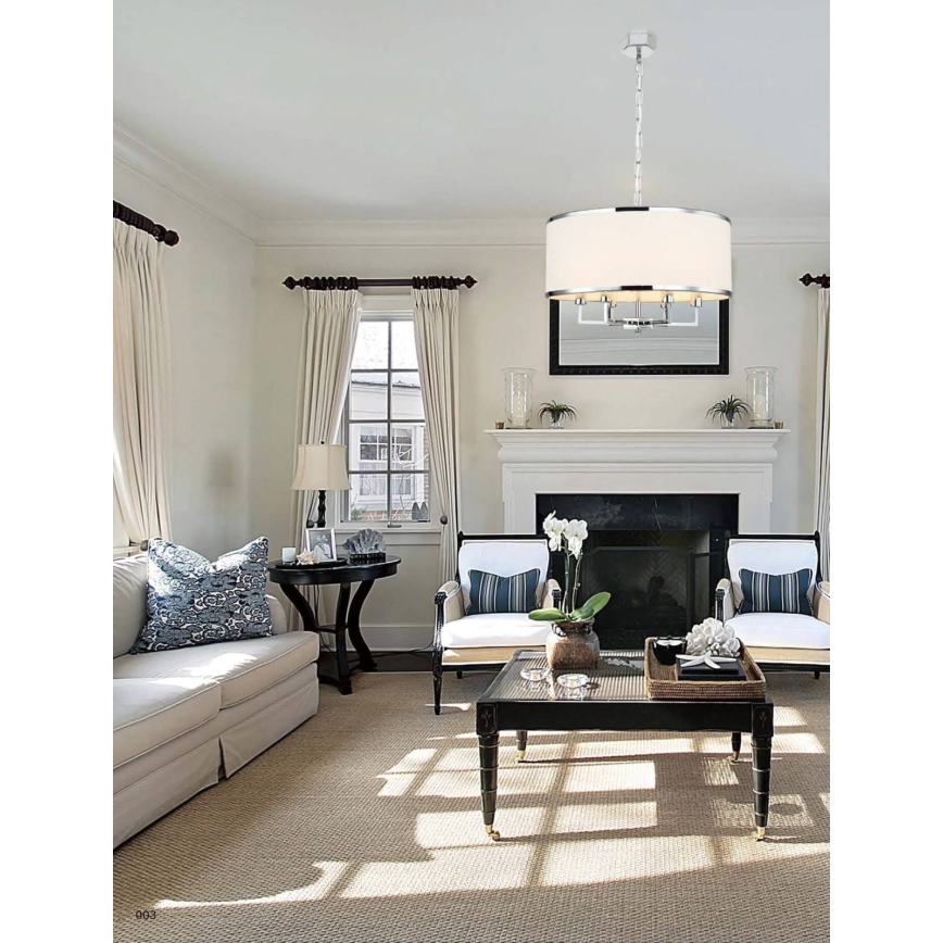 Open Design OR80216 - Candelabru suspendat pe lanț CASA 6xE14/15W/230V crem/crom lucios