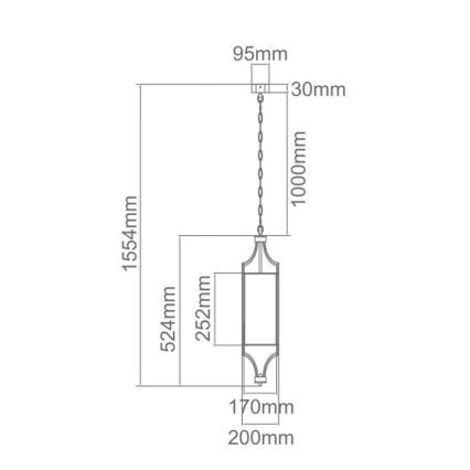 Open Design OR80568 - Lustră suspendată pe lanț LUNGA 1xE27/15W/230V, alamă/alb