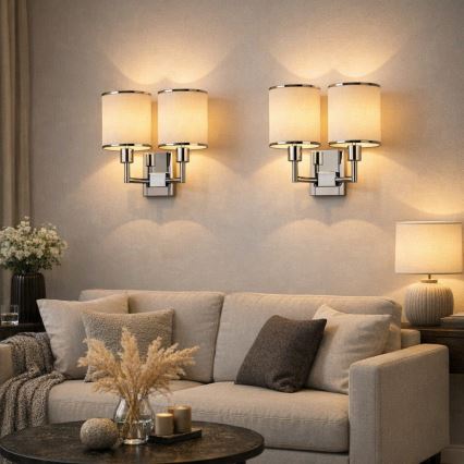 Open Design OR81497 - Aplica de perete CASA 2xE14/12W/230V, crom lucios/crem