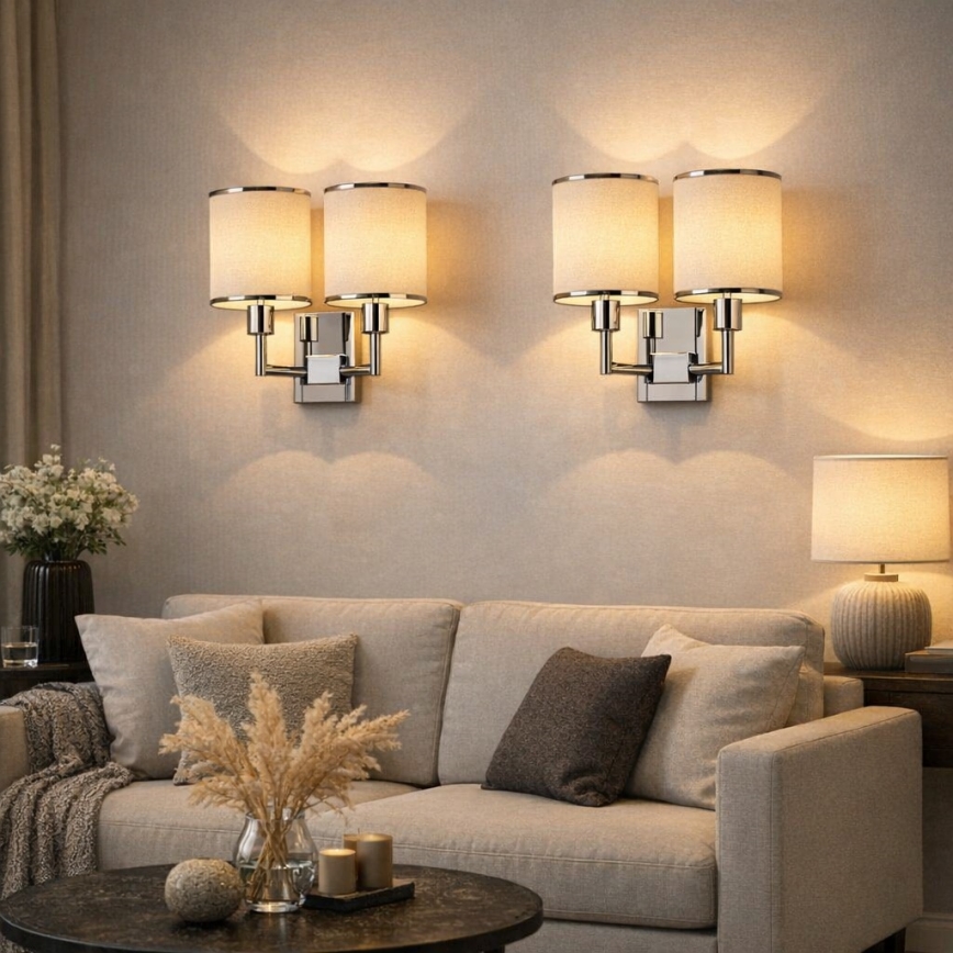 Open Design OR81497 - Aplica de perete CASA 2xE14/12W/230V, crom lucios/crem