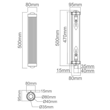 Open Design OR81572 - Aplică de perete FIATTO 2xE14/12W/230V alamă