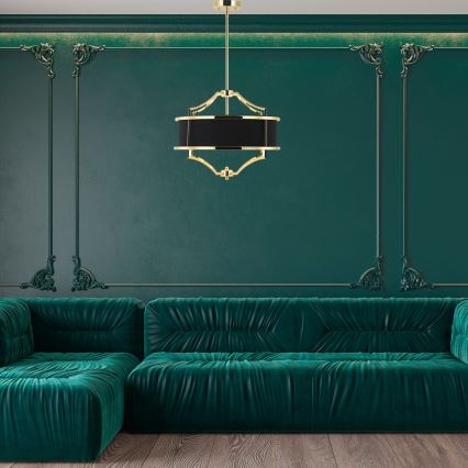 Open Design OR84160 - Lustru cu tijă STESSO, 4xE27/15W/230V, Ø 55 cm, auriu/negru