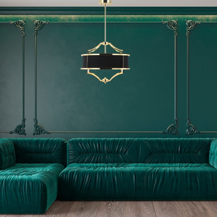 Open Design OR84160 - Lustru cu tijă STESSO, 4xE27/15W/230V, Ø 55 cm, auriu/negru