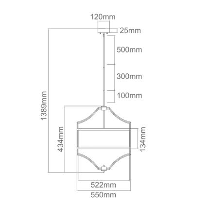 Open Design OR84160 - Lustru cu tijă STESSO, 4xE27/15W/230V, Ø 55 cm, auriu/negru