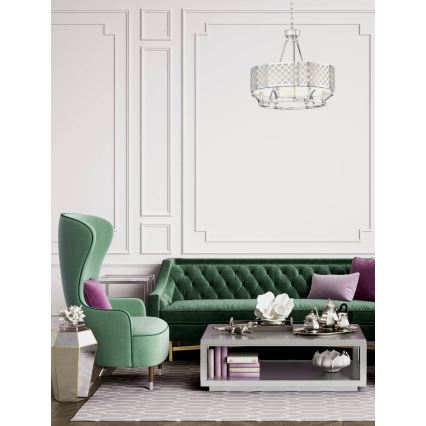 Open Design OR84375 - Lustru suspendat pe lanț VERNO 6xE14/12W/230V Ø 55 cm crom lucios