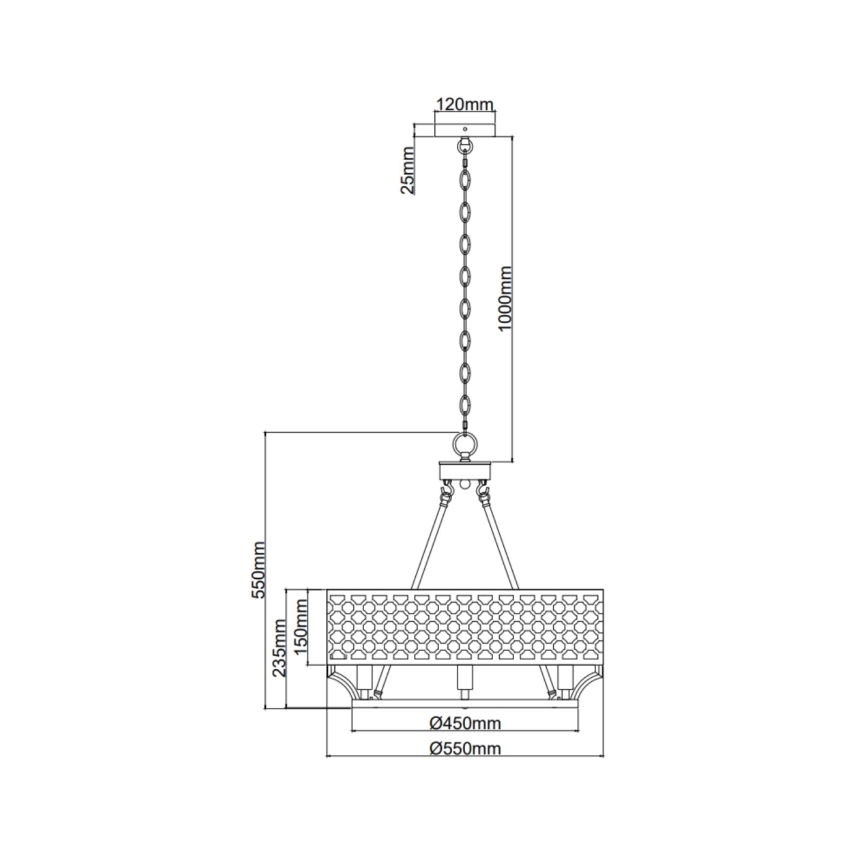 Open Design OR84382 - Candelabru cu lanț VERNO 6xE14/12W/230V Ø 55 cm alamă