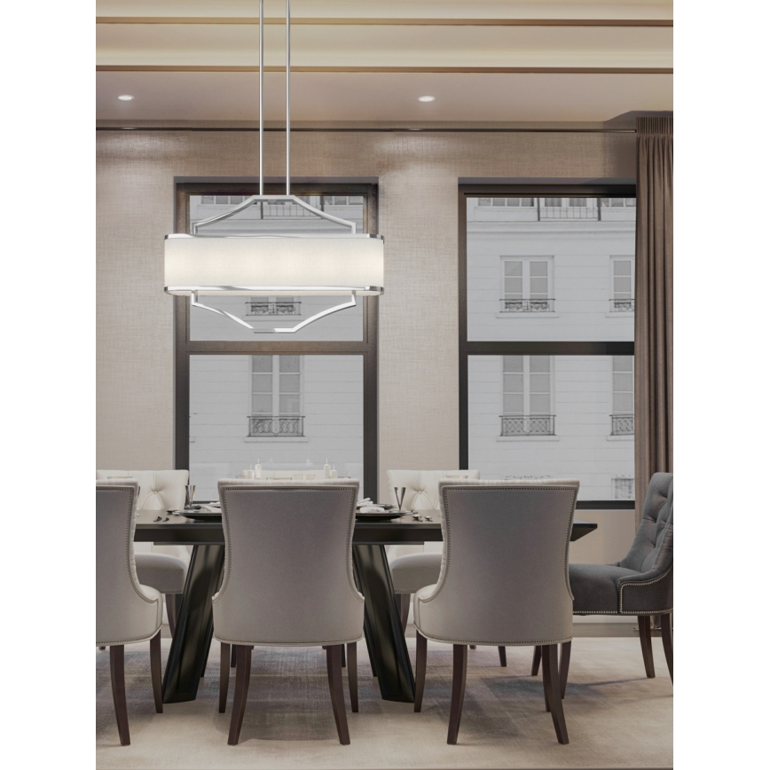 Open Design OR84849 - Lustră pe tijă GERDO OVALE 6xE14/12W/230V crom lucios/alb