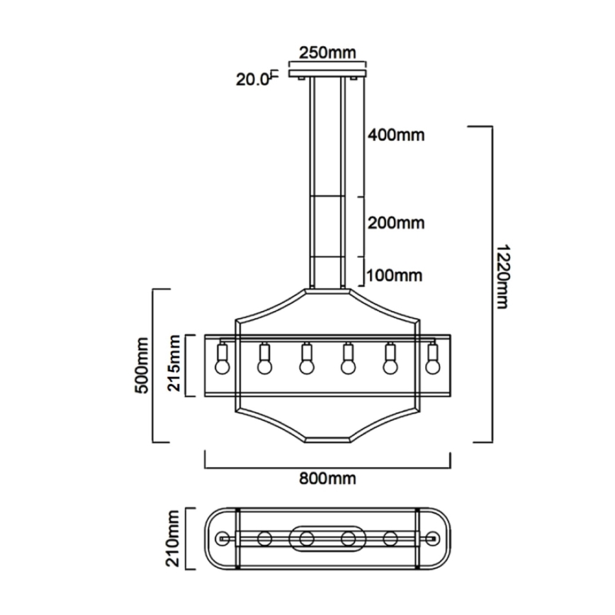 Open Design OR84849 - Lustră pe tijă GERDO OVALE 6xE14/12W/230V crom lucios/alb