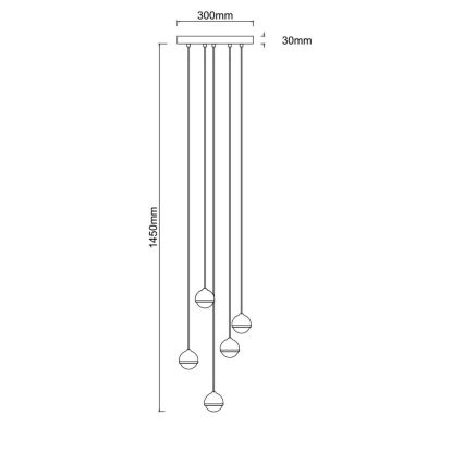 Open Design OR85518 - Lustra LED suspendată pe cablu BOLICINA, 5xLED/5W/230V, auriu/negru