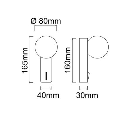 Open Design OR85556 - Aplică de perete pentru baie BOLETTA 1xG9/8W/230V IP44 neagră