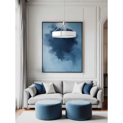 Open Design OR85624 - Lustru pe tijă DORETTO 4xE27/15W/230V Ø 50 cm crom mat/alb