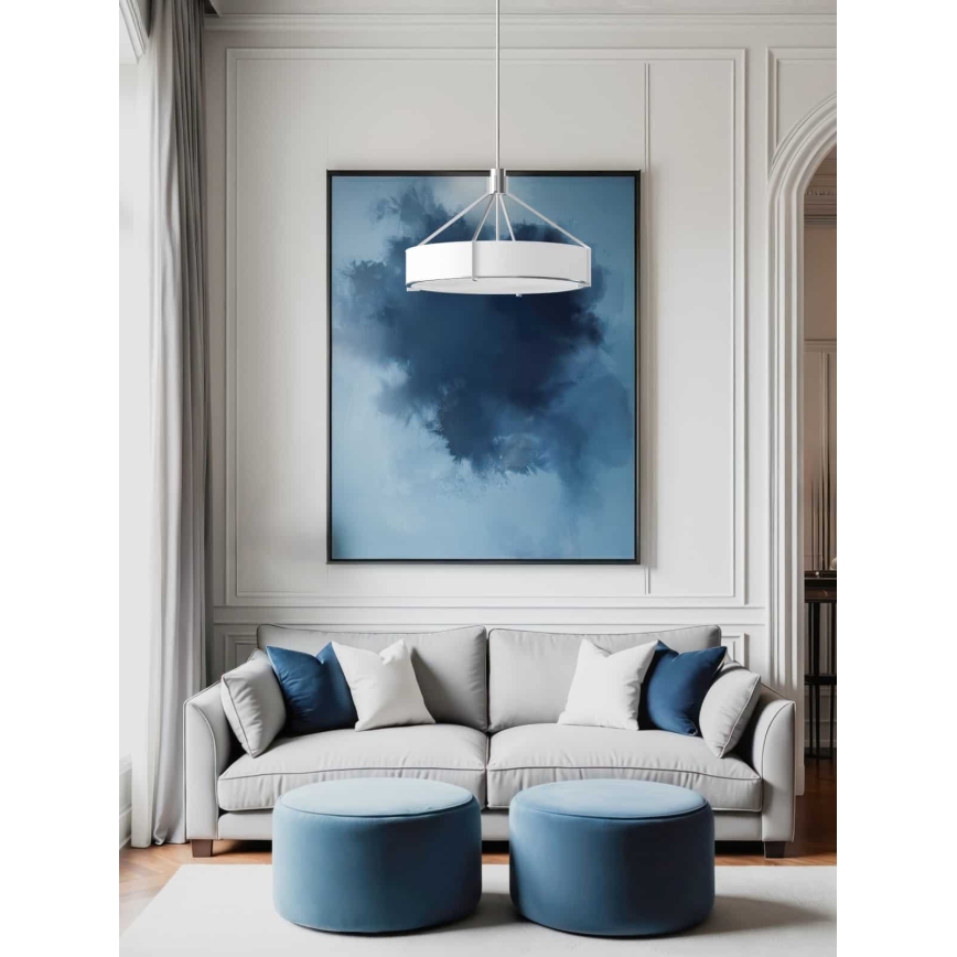 Open Design OR85624 - Lustru pe tijă DORETTO 4xE27/15W/230V Ø 50 cm crom mat/alb