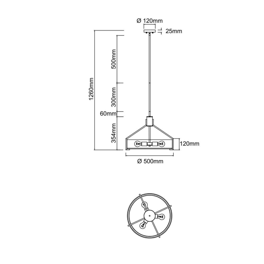 Open Design OR85648 - Lustră DORETTO cu tijă, 4xE27/15W/230V, Ø 50 cm, maro/bej