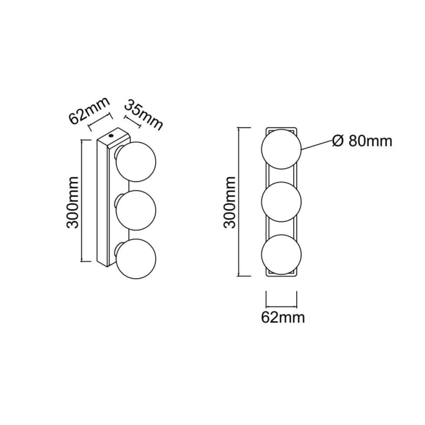 Open Design OR85716 - Aplica de perete pentru baie MERINO 3xG9/8W/230V 30 cm IP44 alamă