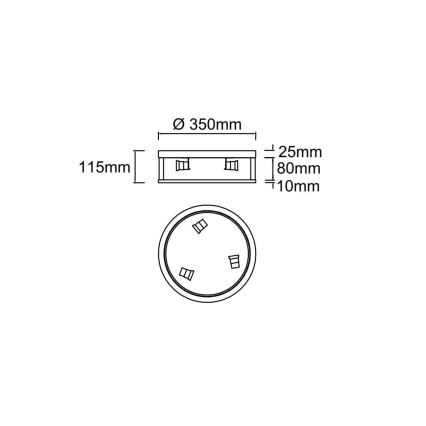 Open Design OR85815 - Plafonieră SANDRO, 3 x E14 / 12 W / 230 V, Ø 35 cm, crom lucios