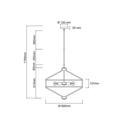 Open Design OR85822 - Lustru cu tijă ZUNDO 4xE27/15W/230V crom mat/alb