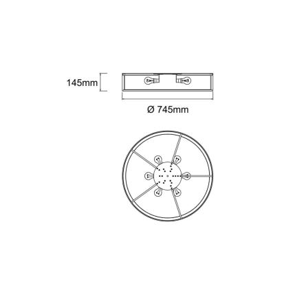 Open Design OR86034 - Plafonieră ZALINDRO 6xE27/15W/230V Ø 74,5 cm, alb/alamă