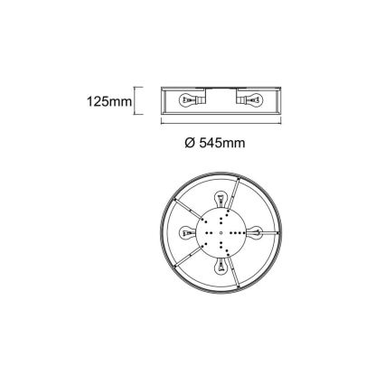 Open Design OR86560 - Plafonieră ZALINDRO 4xE27/15W/230V Ø 54,5 cm negru/crom lucios