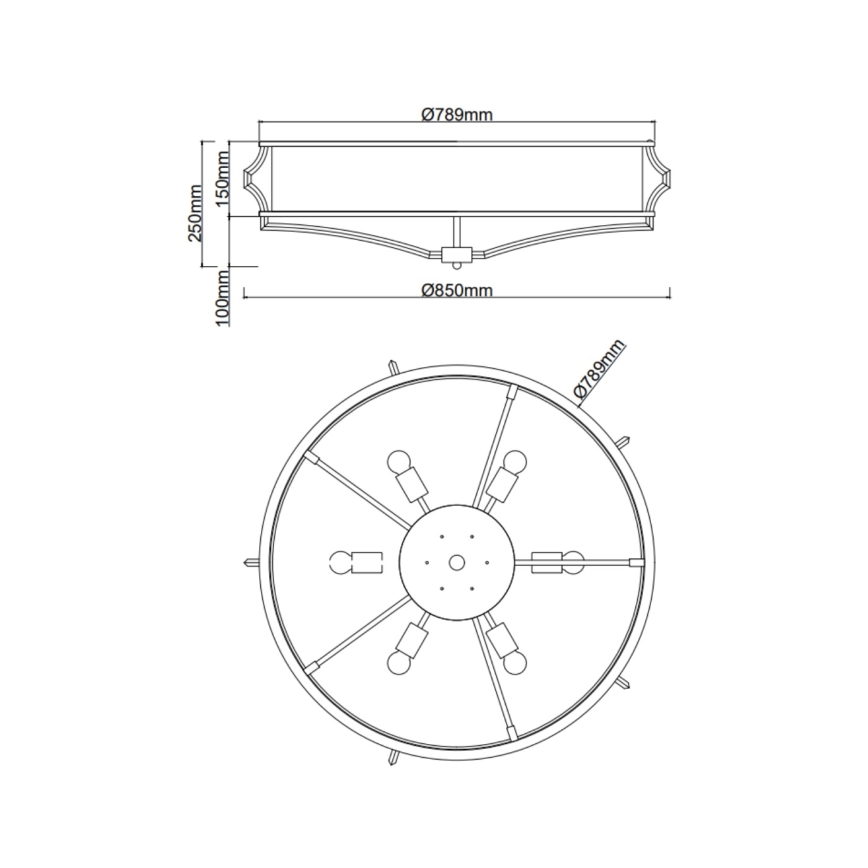 Open Design OR86614 - Plafonieră STESSO 6xE27/12W/230V Ø 85 cm maro