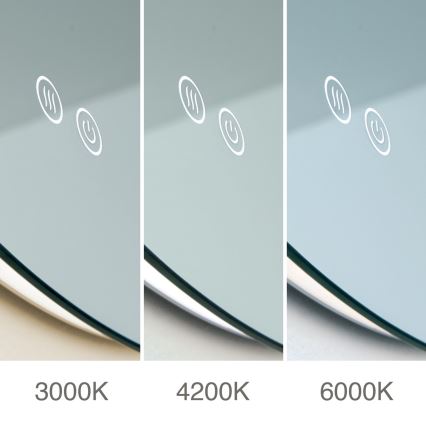 Oglindă de baie încălzită cu LED, montată pe perete, cu iluminare FOCUS LED/18W/230V 3000/4200/6000K diametru 45 cm IP44