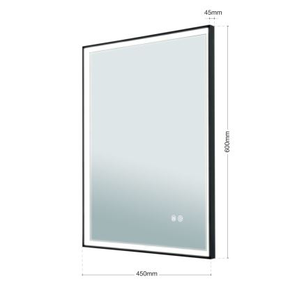 Oglindă încălzită de perete pentru baie cu iluminare FRAME LED/48W/230V 3000/4000/6000K 60x45 cm IP44