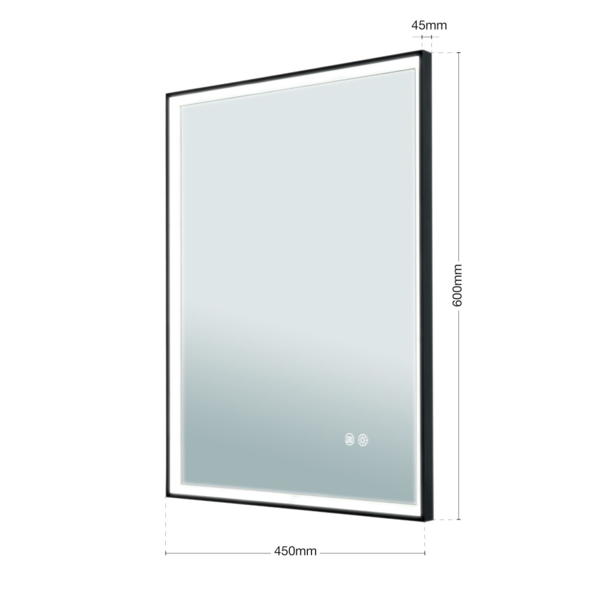 Oglindă încălzită de perete pentru baie cu iluminare FRAME LED/48W/230V 3000/4000/6000K 60x45 cm IP44