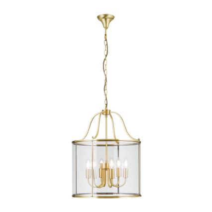 Candelabru BRUNO pe lanț, 6x E14, 40 W/bec, 230 V, Ø 43 cm, auriu