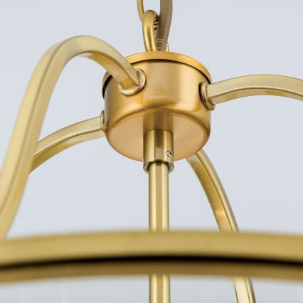 Candelabru BRUNO pe lanț, 6x E14, 40 W/bec, 230 V, Ø 43 cm, auriu