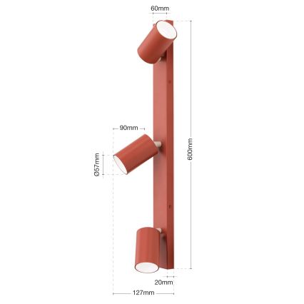 Corp de iluminat cu spoturi PENN 3xGU10/13W/230V cărămiziu