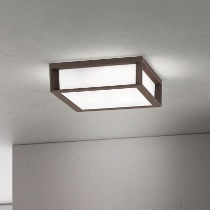 Corp de iluminat exterior HENRY, 2x E27/15W/230V, 26x26 cm, IP44, maro