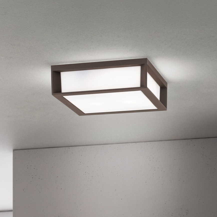 Corp de iluminat exterior HENRY, 2x E27/15W/230V, 26x26 cm, IP44, maro