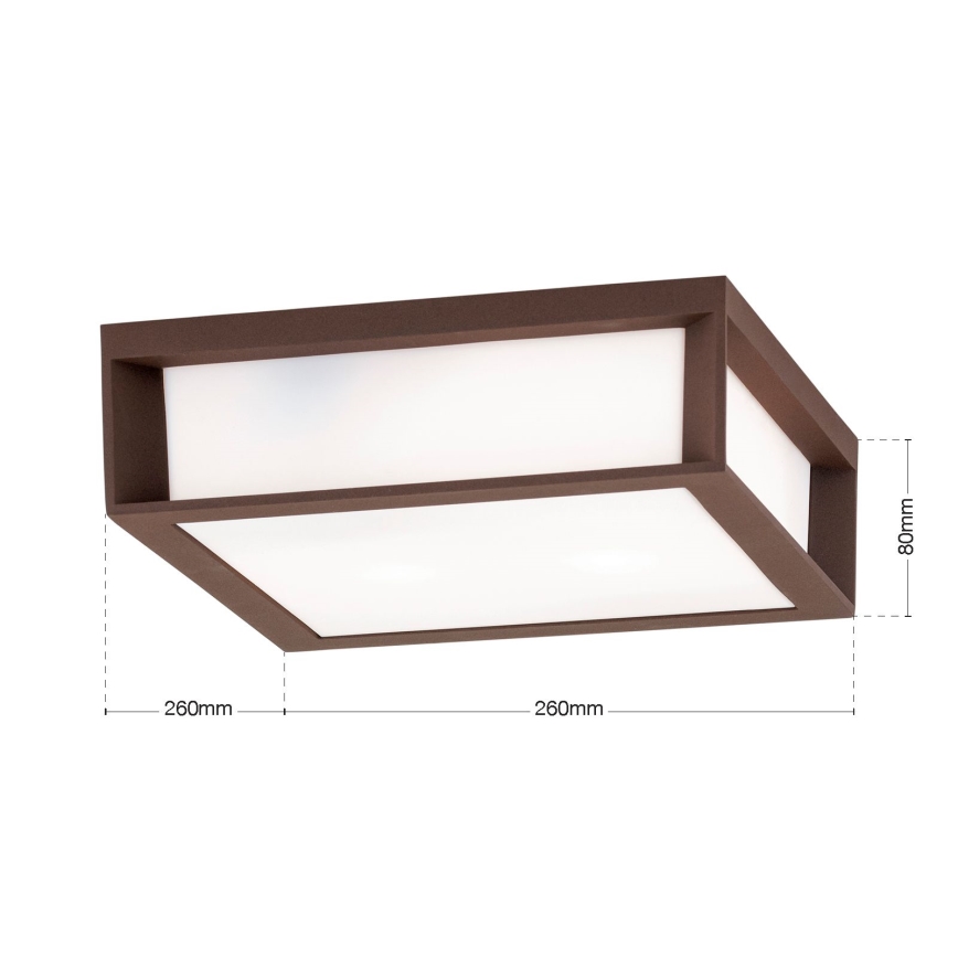 Corp de iluminat exterior HENRY, 2x E27/15W/230V, 26x26 cm, IP44, maro