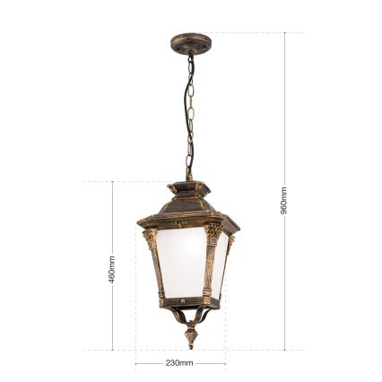 Lampă suspendată pentru exterior AIKO, 1xE27/60W/230V, IP23, bronz/patină