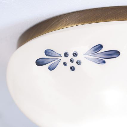 Plafonieră LANDHAUS 1xE27/60W/230V, Ø 21 cm, bronz/alb/albastru