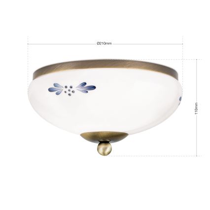 Plafonieră LANDHAUS 1xE27/60W/230V, Ø 21 cm, bronz/alb/albastru
