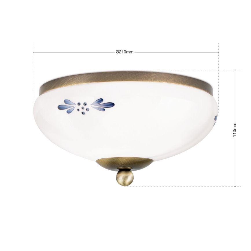 Plafonieră LANDHAUS 1xE27/60W/230V, Ø 21 cm, bronz/alb/albastru