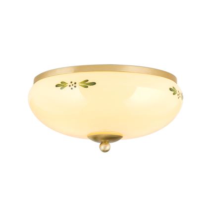 Plafonieră LANDHAUS 2xE27/60W/230V Ø 28 cm alamă/bej/verde