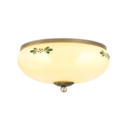 Plafonieră LANDHAUS, 2 x E27, 60 W, 230 V, Ø 28 cm, bronz/bej/verde