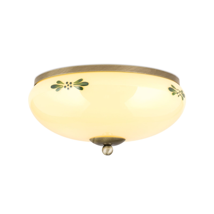 Plafonieră LANDHAUS, 2 x E27, 60 W, 230 V, Ø 28 cm, bronz/bej/verde